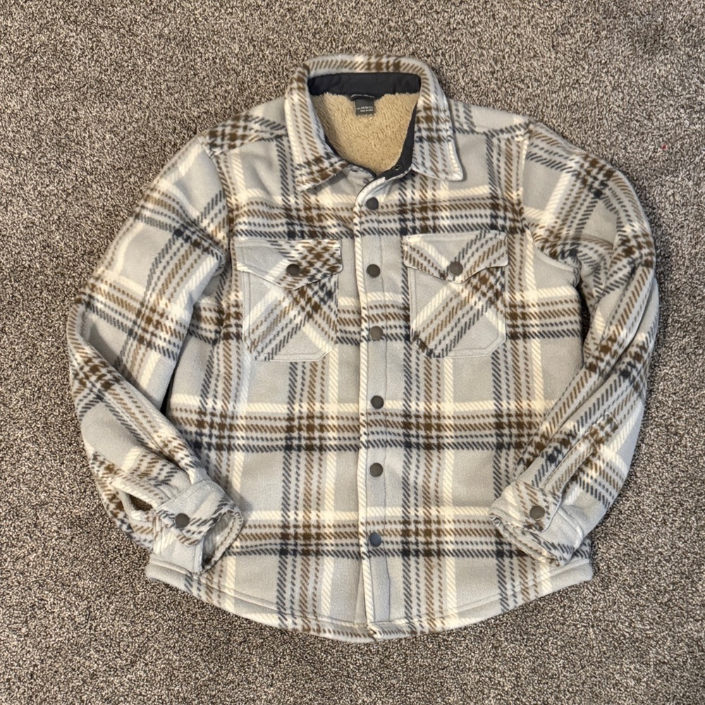 Eddie Bauer Plaid Button-Up Fleece Jacket